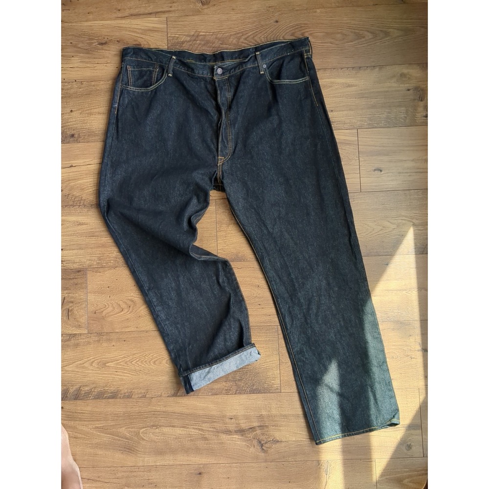 Levis 501 Mens Sz 48x34 (Measures 44x32) Black Raw Denim Jeans